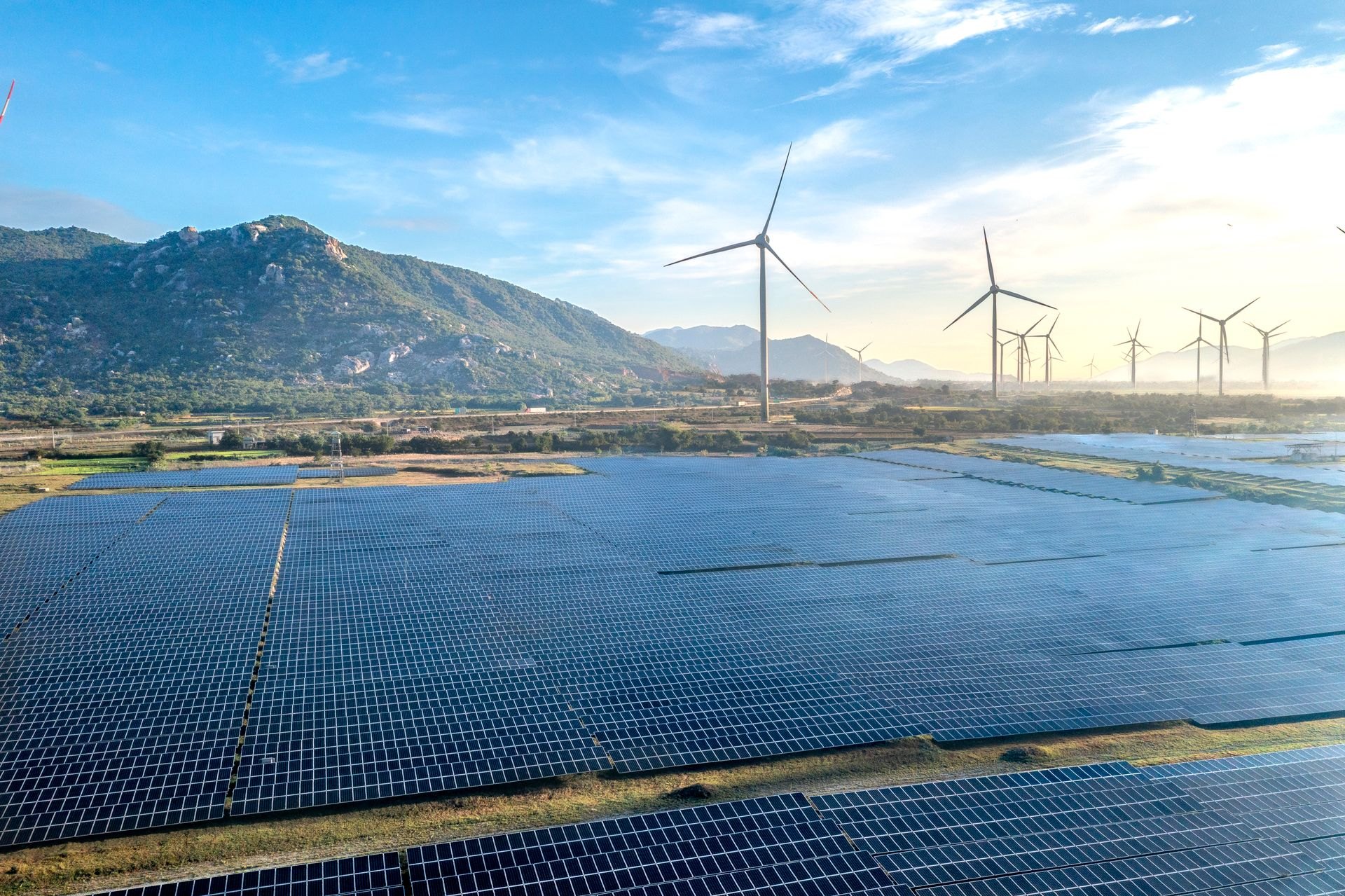 Solar and wind farm in Ninh Thuan, Vietnam