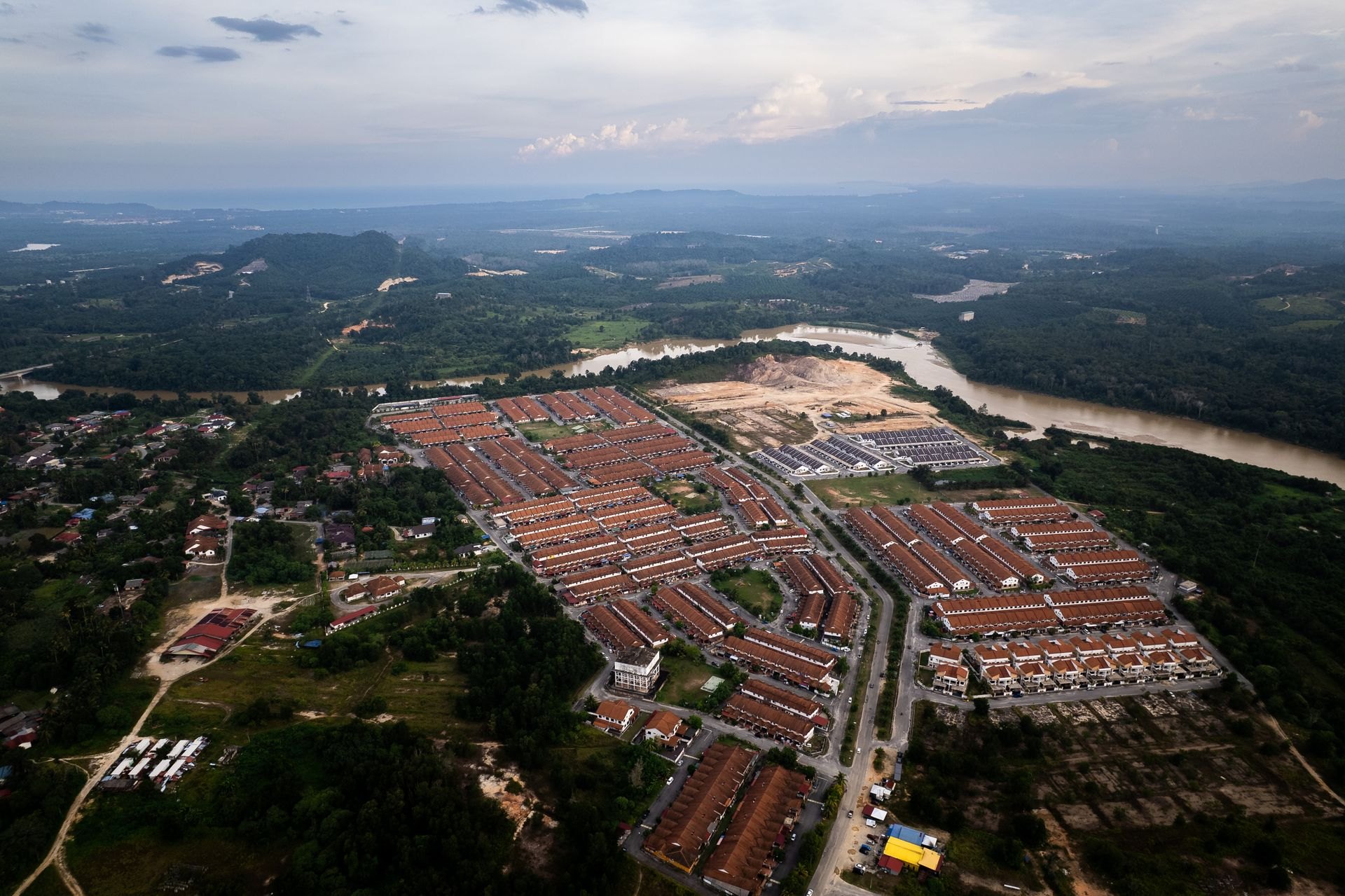 Aerial view of a housing development in Malaysia
