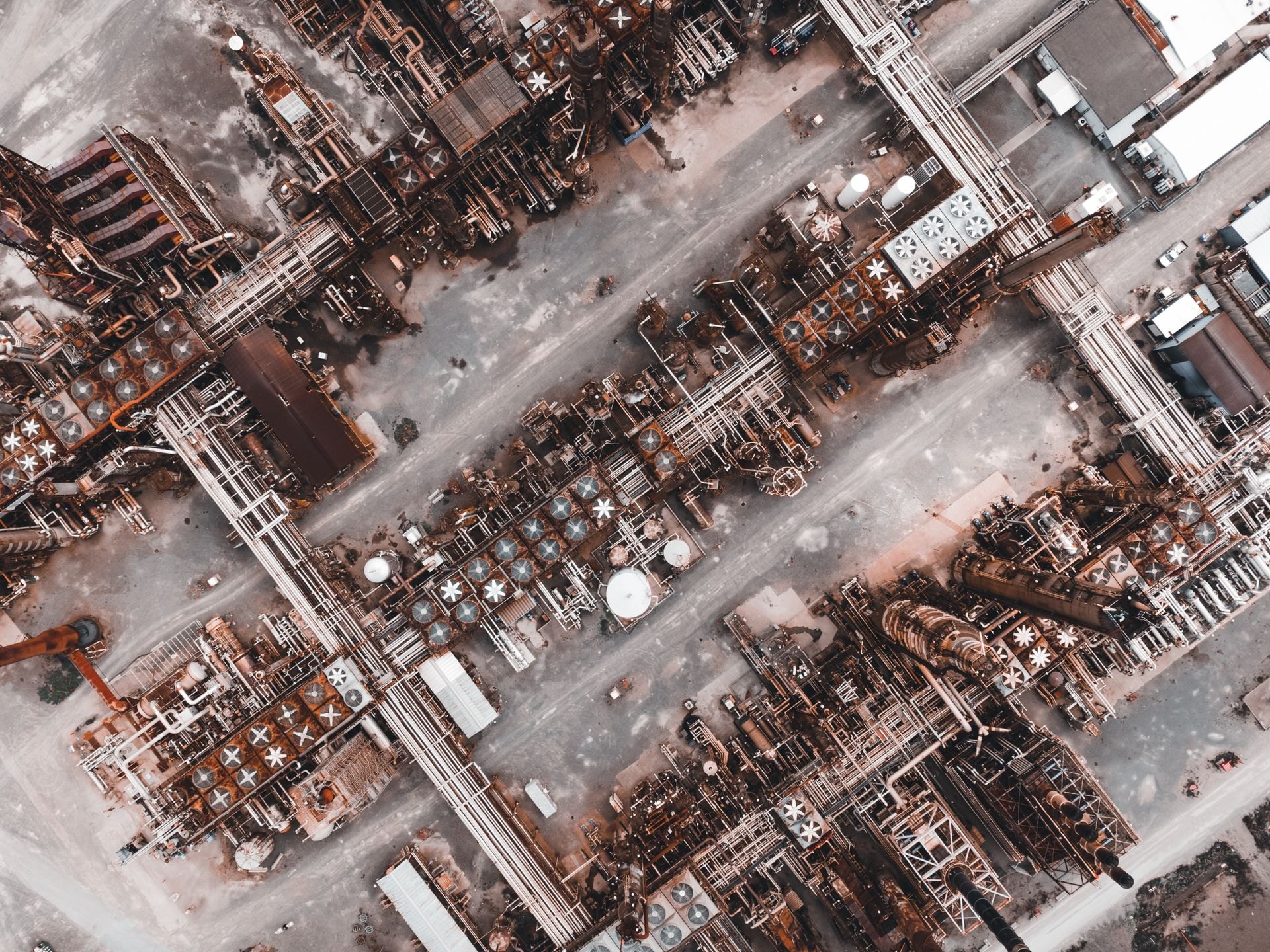 Aerial view of a large industrial factory